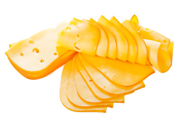 Sliced cheese isolated on white background