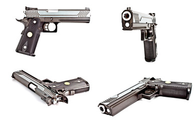 a set of modern semi automatic handgun