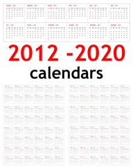 New year 2012 - 2020 Calendars
