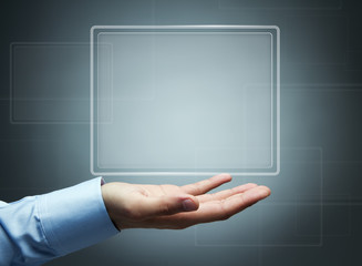 Futuristic digital display with copy space