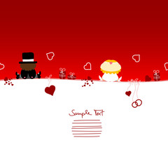 Card Sitting Bridal Couple Symbols Red