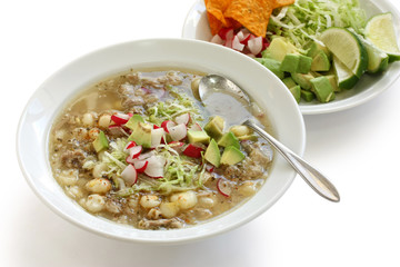 white pozole, mexican soup cuisine