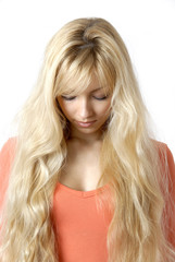Naklejka premium femme cheveux long soin