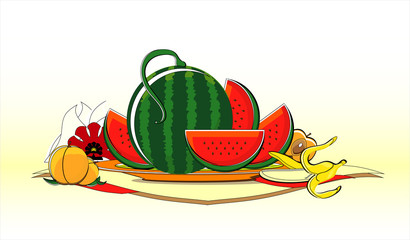 friuts of summer on dish with napkin