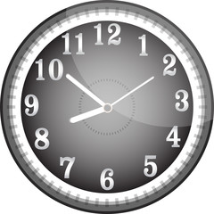 Silver vector wall clock with black face