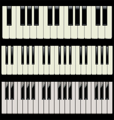 3 different piano keyboards