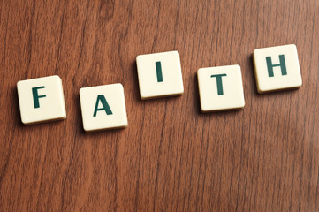 Faith word made by letter pieces