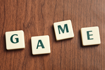 Game word made by letter pieces