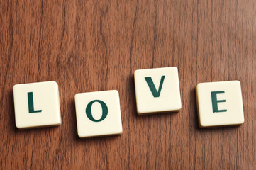 Love word made by letter pieces