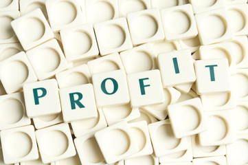Profit word made by leter pieces