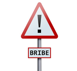 Bribe word on road sign