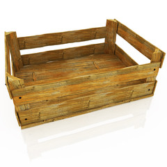 Empty wooden box. Container for fruits and vegetables.