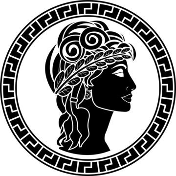 Black Stencil Of Patrician Women. First Variant