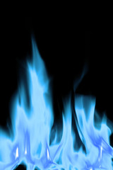 hot blue and white open fire flames