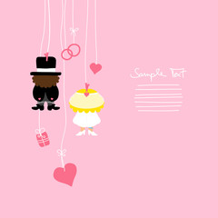 Hanging Groom & Bride Symbols Pink