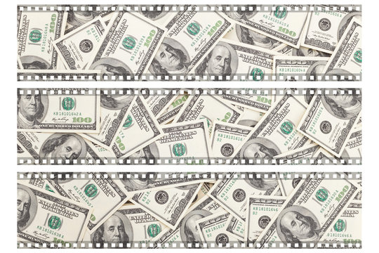 Money Pile $100 dollar bills, film