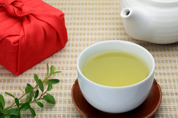 green tea and furoshiki
