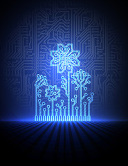 vector blue electronic flowers. eps10