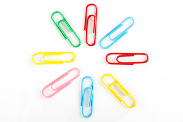 Paper clips on white