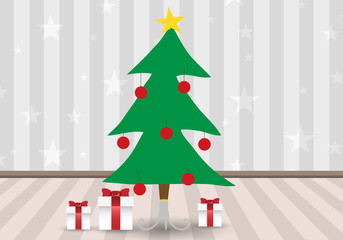 Cute Christmas tree and gift boxes