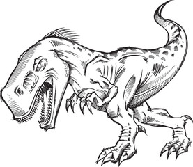 Tyrannosaurus Dinosaur Sketch Doodle Illustration
