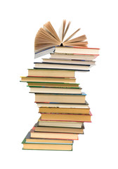 books on white background close-up