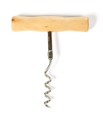 Image of classic corkscrew on white background