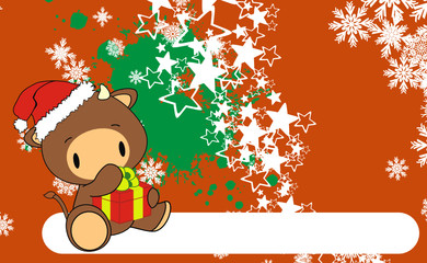 bull baby cartoon xmas background