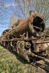 Naklejka premium Corroded steam locomotive in Hermekeil