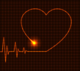 Abstract heart cardiogram illustration - vector