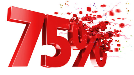 explosive 75 percent off on white background