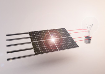 pannelli solari fotovoltaico lampadina 3d