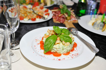 salad with prawns and mayonnaise
