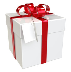 Gift Box with Tag, Isolated.