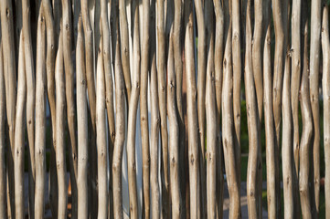 Fototapeta premium Twisted wooden sticks used as wall