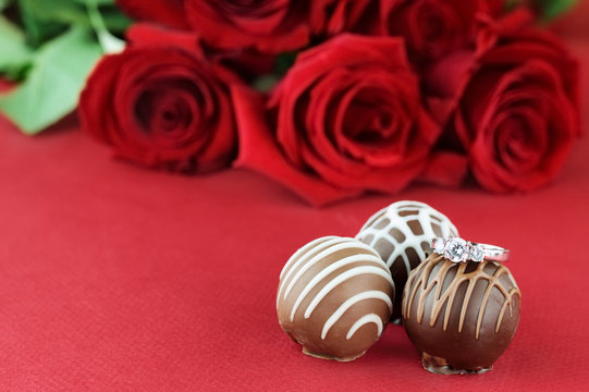 Engagement Ring and Chocolates