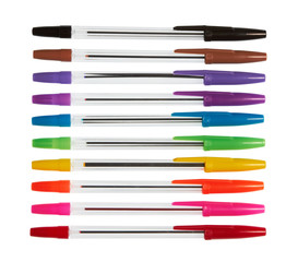 set of color plastic ball-point pens