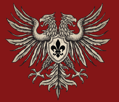 Hand Drawn Heraldic Eagle