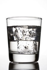Glass of water with ice cubes