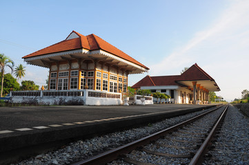 Fototapeta na wymiar Old railway station in Pattaya, Thailand