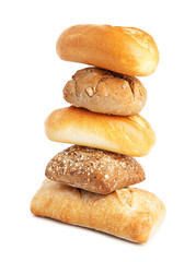Fototapeta na wymiar composition of fresh bread on a white background