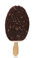 delicious ice-cream with nuts on a stick isolated on white