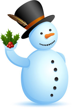 Snowman holding a red mistletoe icon