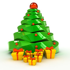 Christmas tree over white background