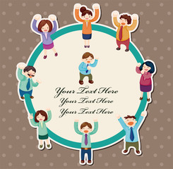 cartoon happy office workers  card