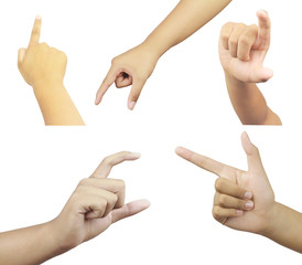Set of different humand hands  gesture over white background - 37681719