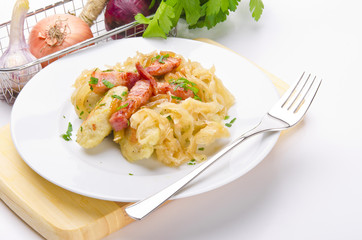 Schlesische Kartoffelklöße mit Kasseler und Sauerkraut