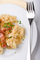 Schlesische Kartoffelklöße mit Kasseler und Sauerkraut