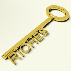 Riches Gold Key Representing Wealth and Fortune