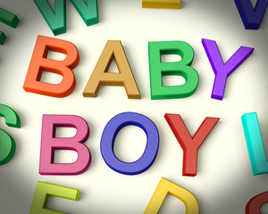 Baby Boy Written In Multicolored Kids Letters